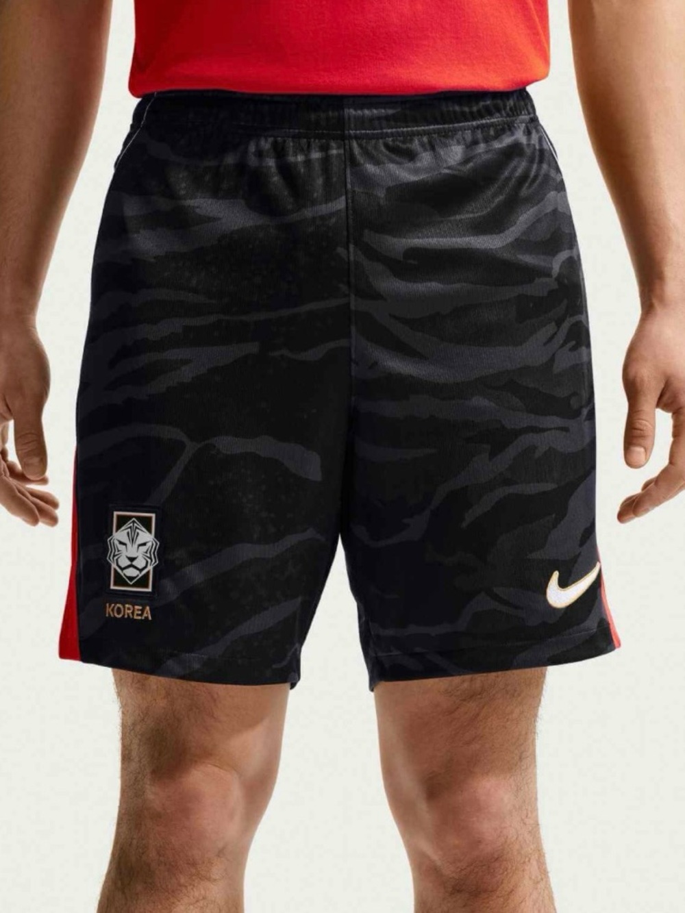 Nike Black Camo Korea Soccer Athletic Shorts with Gold Swoosh